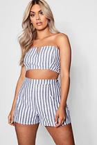 Boohoo Plus Erin V Bar Bandeau + Short Set