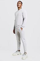 Boohoo Embroidered Sweater Tracksuit With Contrast Zips