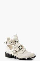 Boohoo Cut Work Buckle Detail Biker Boots
