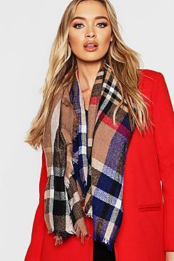 Boohoo Colour Pop Check Woven Scarf