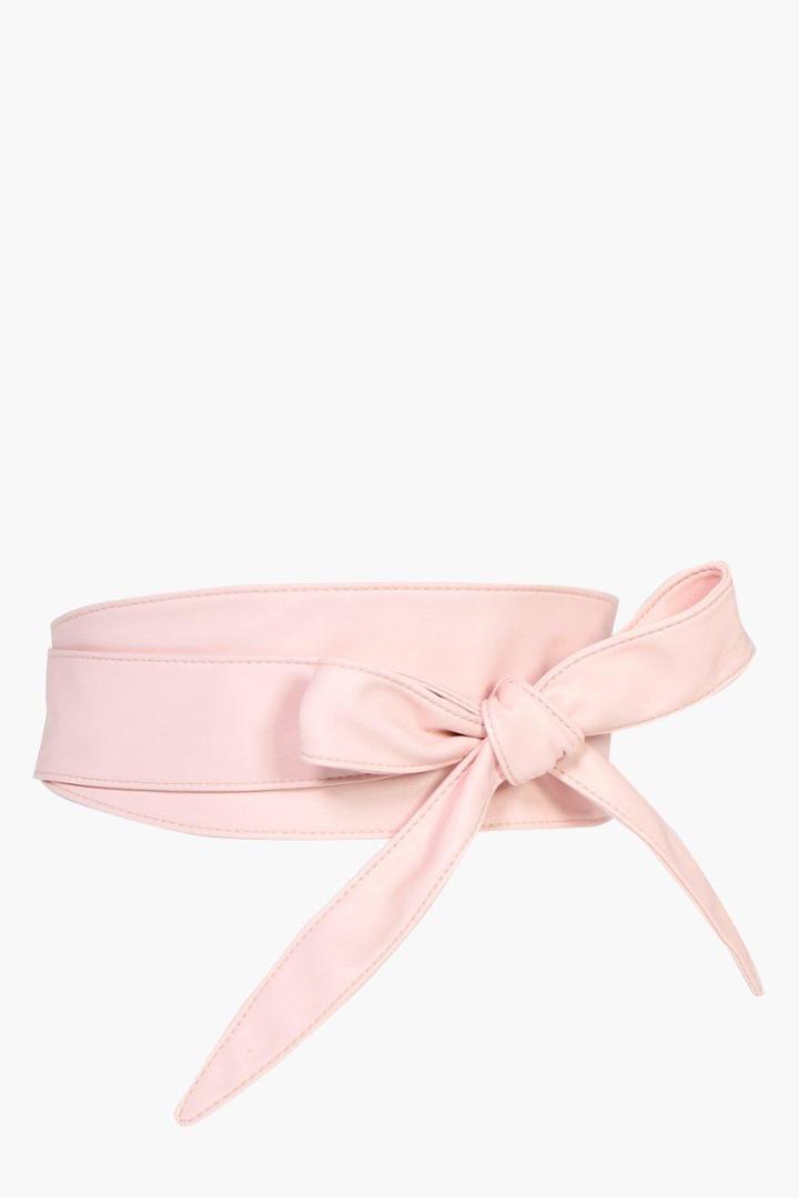 Boohoo Georgia Tie Waist Belt Pink
