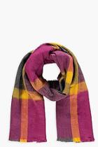 Boohoo Berry Check Woven Scarf
