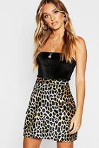 Boohoo Velvet Leopard Mini Skirt