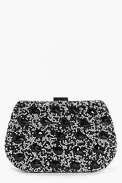 Boohoo Zoe Jewel Embellished Box Clutch Bag