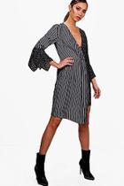 Boohoo Carlie Mixed Print Wrap Front Midi Dress