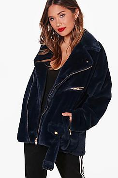 Boohoo Fiona Faux Fur Aviator
