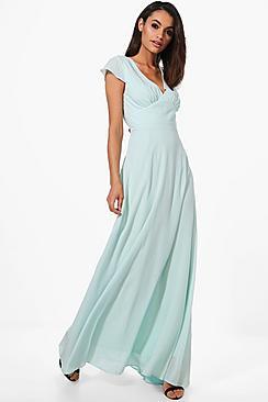 Boohoo Boutique Ri Chiffon Cap Sleeve Maxi Dress
