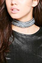 Boohoo Orla Diamante And Bead Layered Choker Black