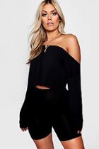 Boohoo Plus Jess Off Shoulder Tonal Sweater