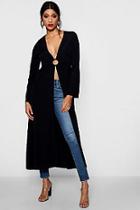 Boohoo Keira Ring Detail Split Front Kimono Top