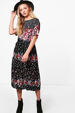 Boohoo Frankie Floral Short Sleeved Midi Dress