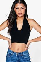 Boohoo Carey Basic Deep Plunge Neck Crop Top