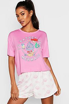 Boohoo Disney Mermaid Pj Short Set