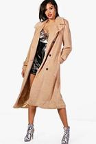 Boohoo Leah Double Breasted Faux Fur Trench