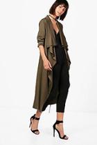 Boohoo Daisy Shawl Collar Belted Duster
