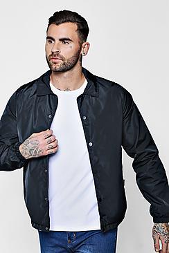 Boohoo Black Popper Front Coach Jacket