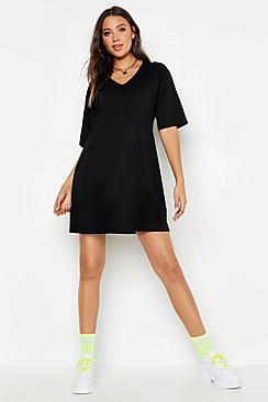 Boohoo Tall Cotton Oversized V Neck T Shirt Dress