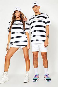 Boohoo Pride Loose Fit Stripe T-shirt With Chest Print