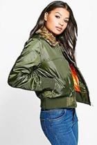 Boohoo Jessica Faux Fur Collar Bomber Jacket