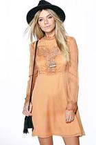 Boohoo Bella Victoriana Lace Trim A Line Skater Dress
