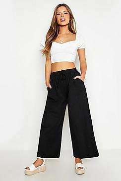 Boohoo Petite Linen Wide Leg Trousers