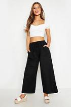 Boohoo Petite Linen Wide Leg Trousers