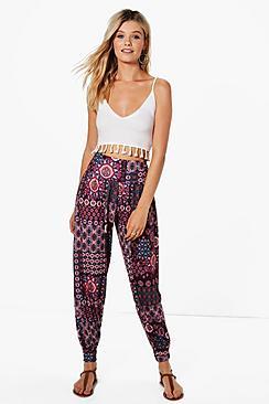 Boohoo Jessica Bohemian Jersey Harem Trousers