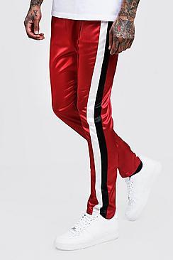 Boohoo Skinny Fit Side Stripe Satin Jogger