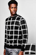 Boohoo Window Pane Check Knitted Jumper