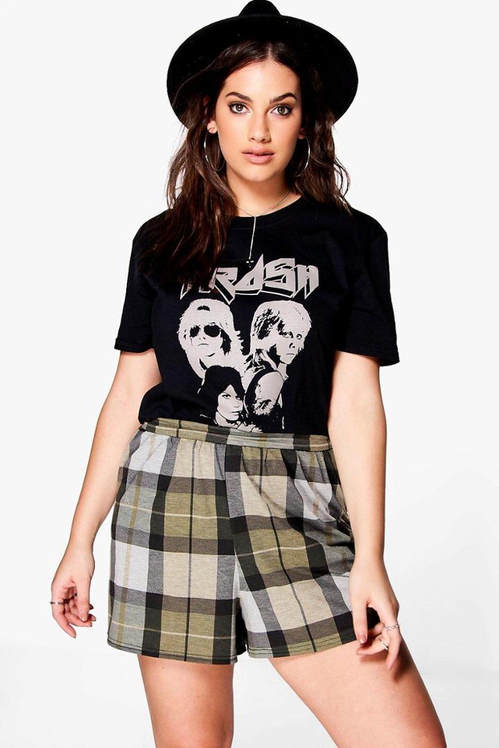 Boohoo Plus Leila Check Print Flippy Short Multi