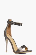 Boohoo Lois Satin Two Part Round Buckle Sandal Khaki