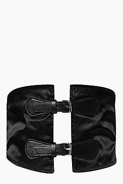 Boohoo Lucy Satin Double Buckle Waist Belt