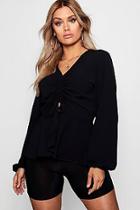 Boohoo Plus Rosa Woven Rouched Front Peplum Smock Top