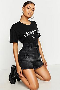 Boohoo Cropped California Slogan T-shirt