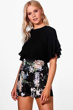 Boohoo Charlotte Oriental Floral Print Short