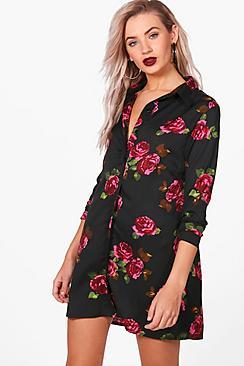 Boohoo Laura Printed Shirt Dress