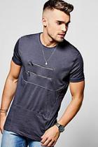 Boohoo Crew Neck T-shirt With Double Zip Front