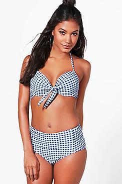 Boohoo Bali Mix & Match Enhance Gingham Underwired Top