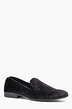 Boohoo Velvet Embossed Loafer