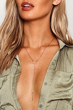 Boohoo Circle Loop Plunge Skinny Necklace