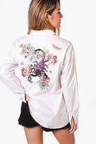 Boohoo Petite Holly Embroidered Back Shirt