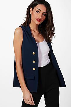 Boohoo Ella Button Front Sleeveless Blazer