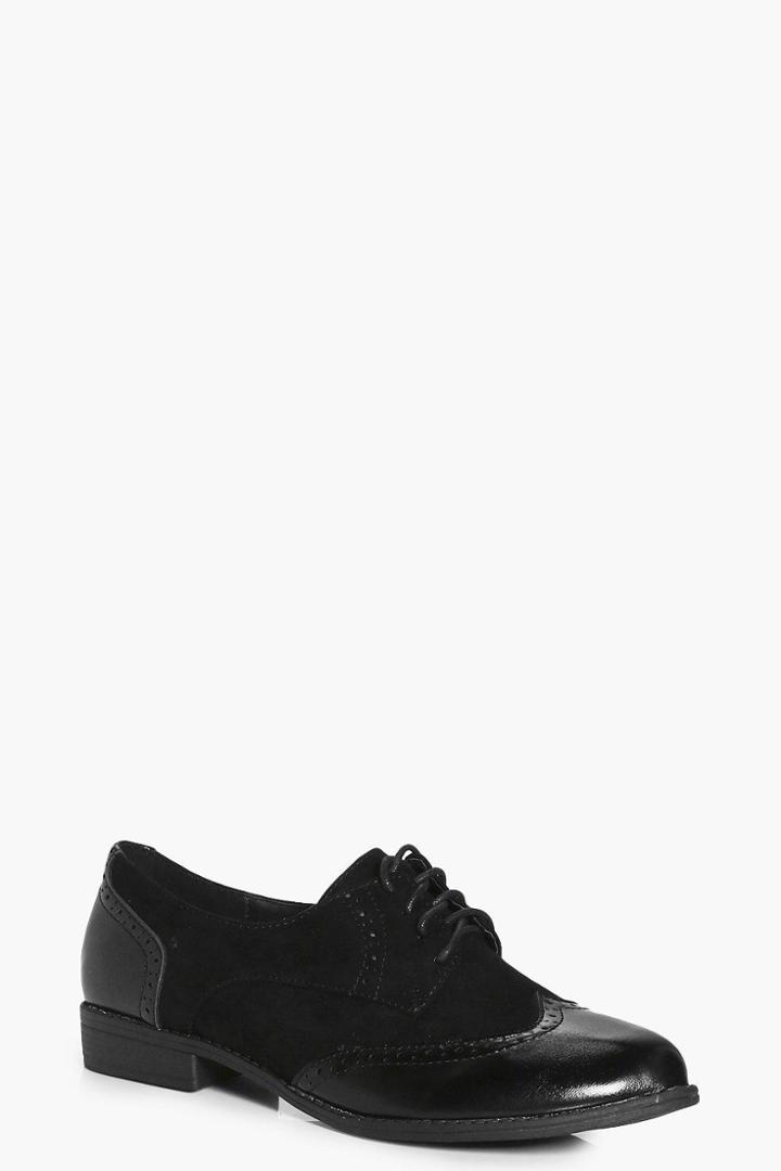 Boohoo Molly Lace Up Brogue Black