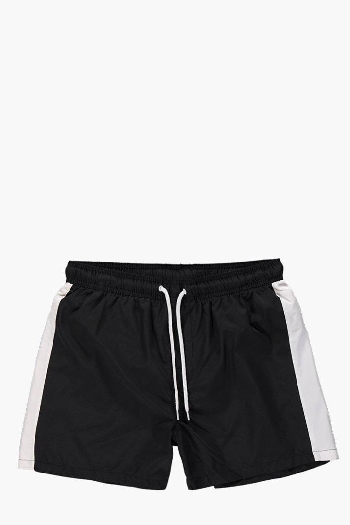 Boohoo Side Stripe Swim Shorts Black