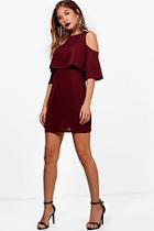 Boohoo Cold Shoulder Double Layer Knit Dress