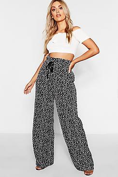 Boohoo Plus Dalmation Spot Wide Leg Trouser