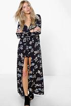 Boohoo Emliy Long Sleeve Split Front Overlay Playsuit