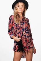 Boohoo Hope Longline Paisley Shirt
