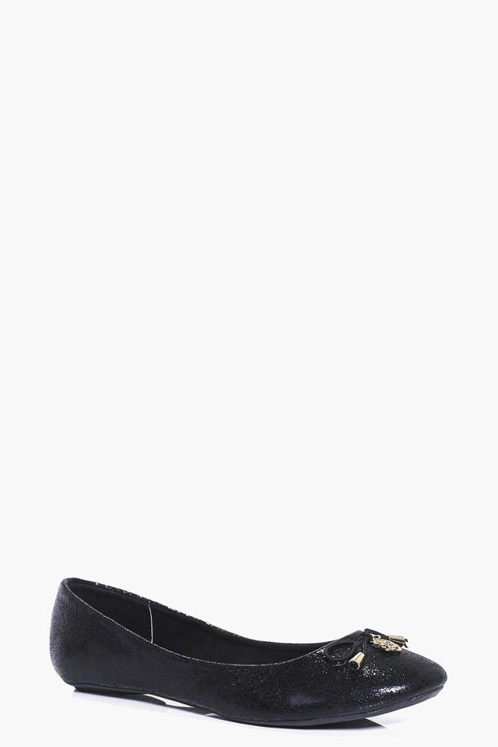 Boohoo Emily Pointed Flat Slipper Ballet Black