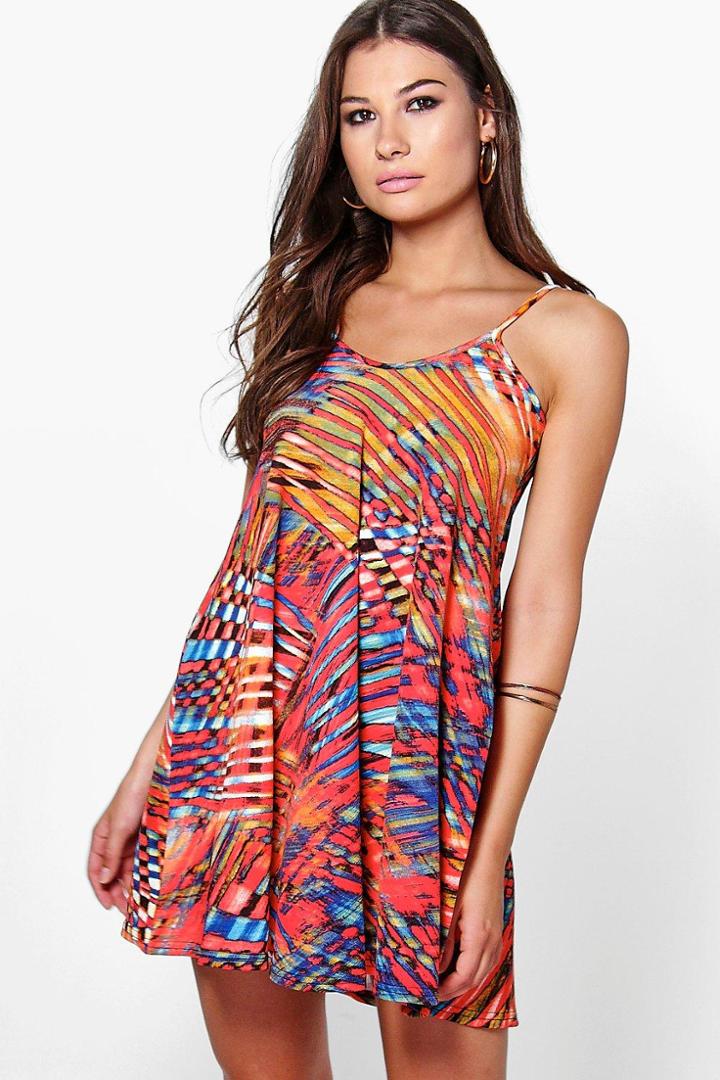 Boohoo Julia Strappy Swing Dress Blue